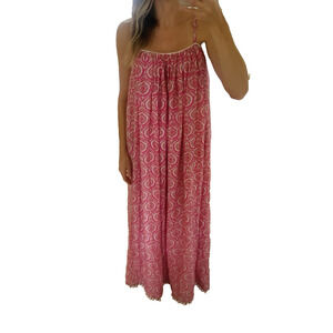 Roller Rabbit Silk Blend Pink Maxi Sundress Womens Xs/S Boho Preppy Resort Wear